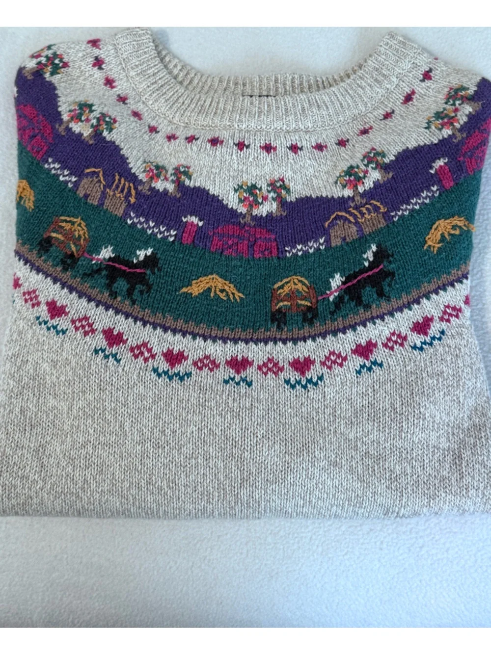 Vintage WOOLRICH Farm Scene Sweater - Picture 2 of 10
